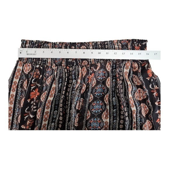 Womens NEW Tiered Skirt Boho Sheer Lined Flowy Feminine Multi Color XL Pull on - Picture 10 of 12